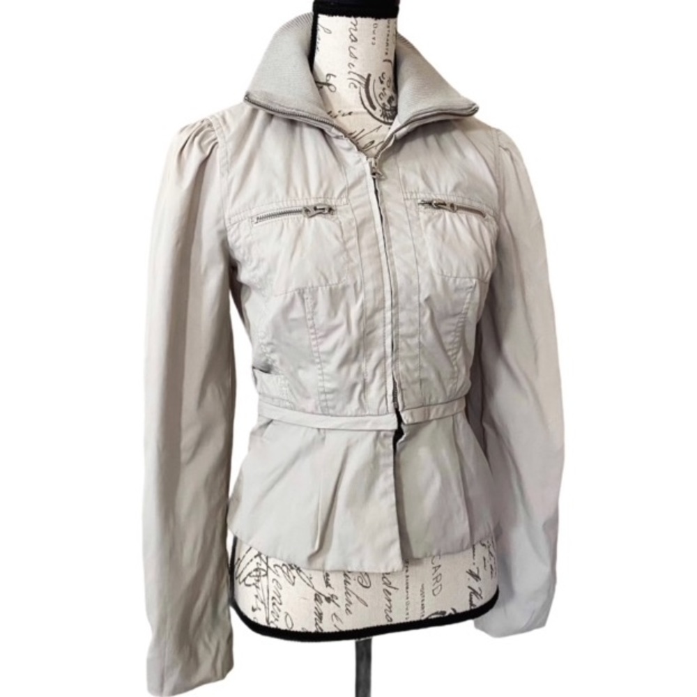 Armani Exchange Khaki Peplum Crop Jacket XS